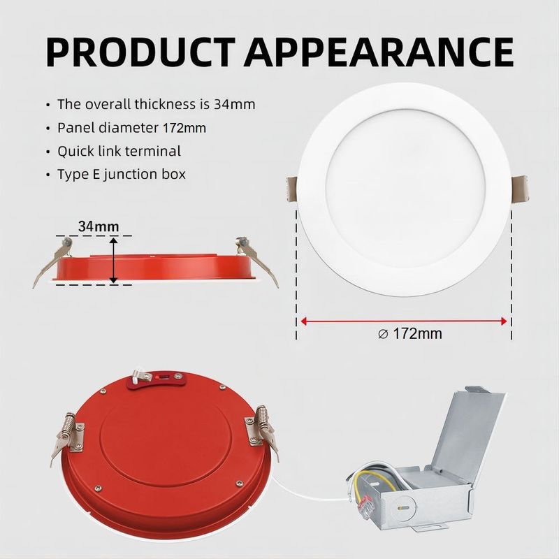 Fire Rated Dimmable LED Downlights 6inch 15w 5cct UL certified For Bathroom